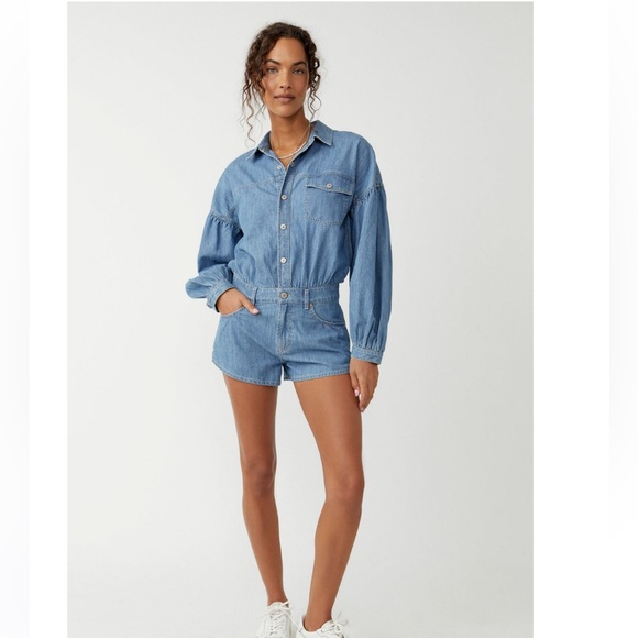 NWT Free People We The Free Zodiac Chambray One-Piece - Picture 3 of 4